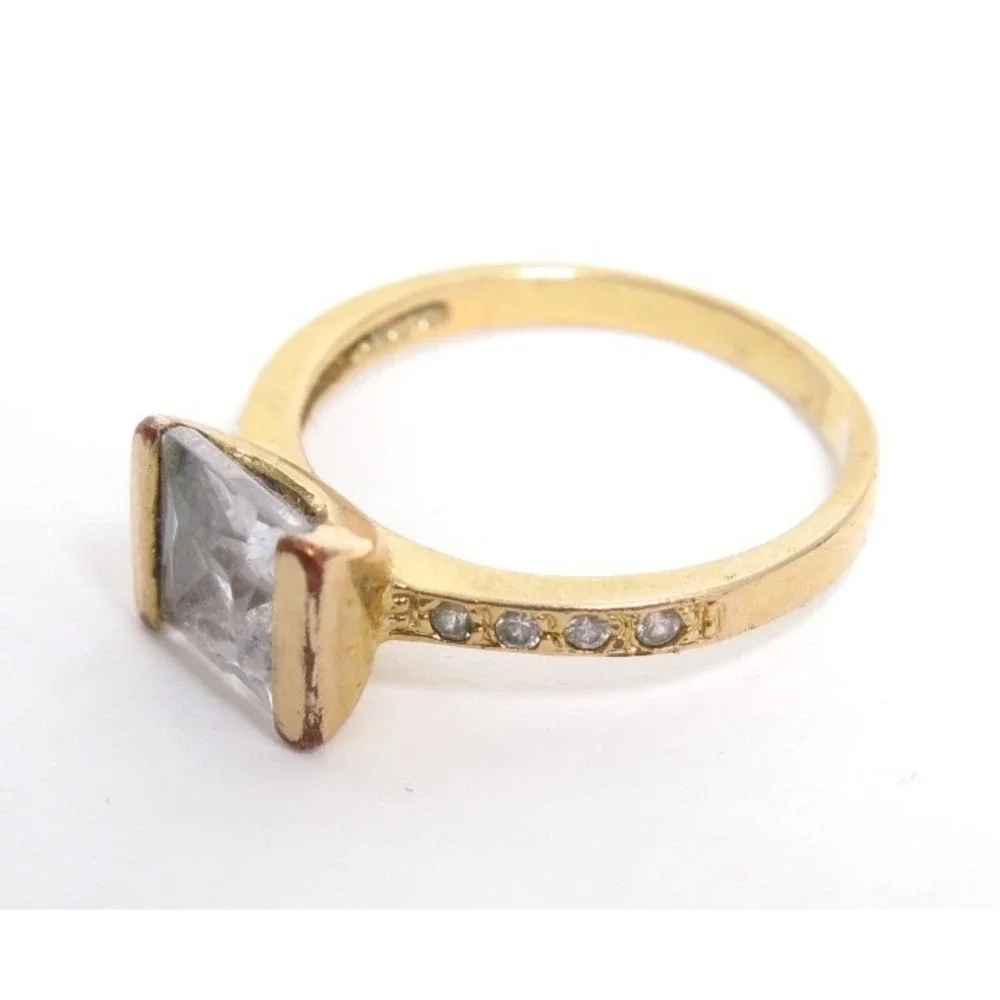 Gold Plated‎ Square Cushion Cut Ring 7.5